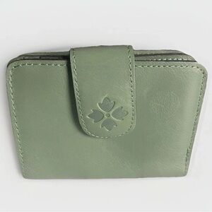 Patricia Nash Iberia Bifold Wallet Sage Green Vintage Leather  $119 MSRP